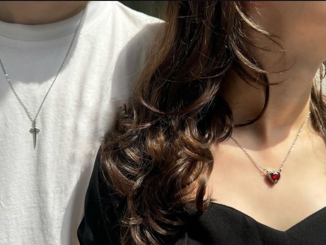 Heart & Sword Necklace -18K