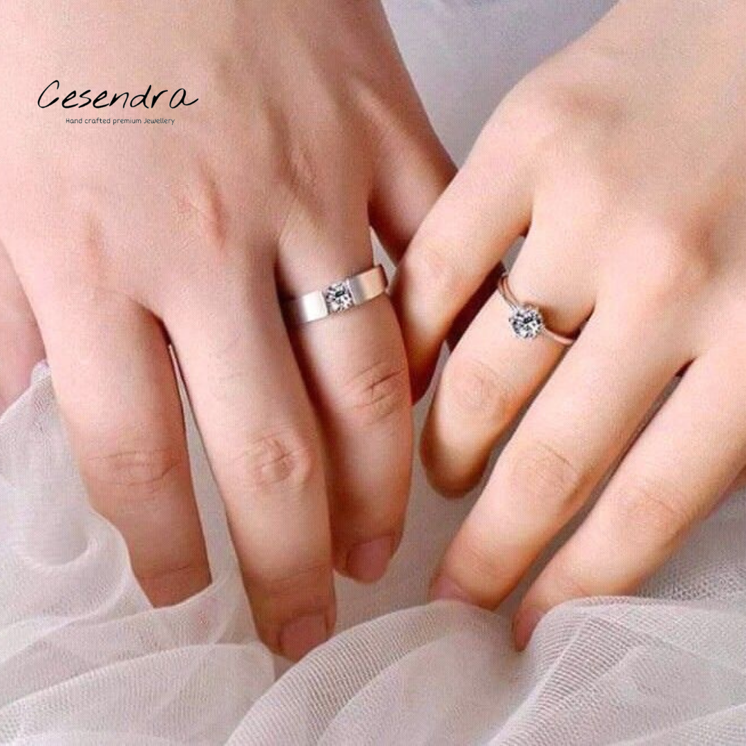 Diamond Couple Rings (adjustable) -18K