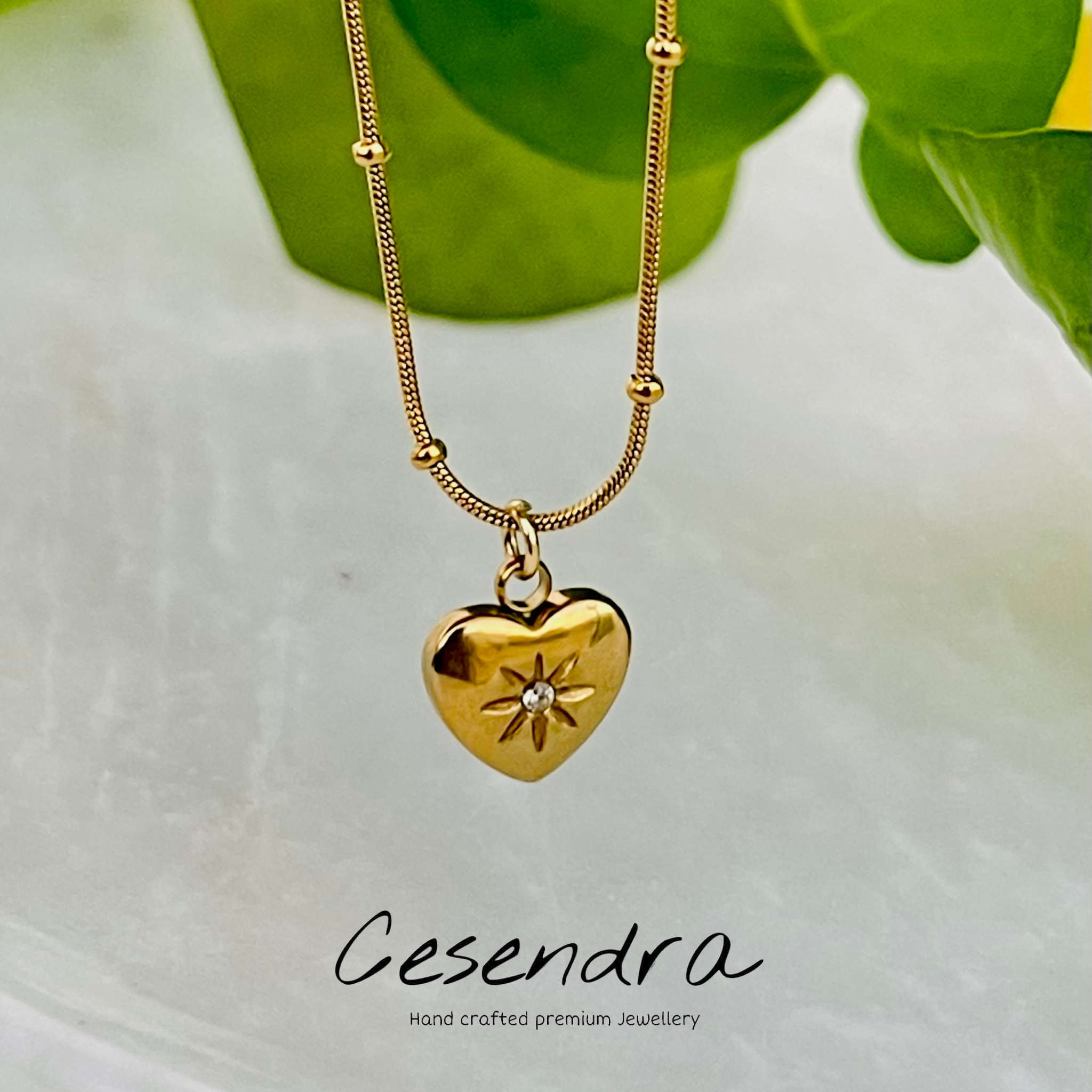 Puffy Diamond Heart Necklace -18K
