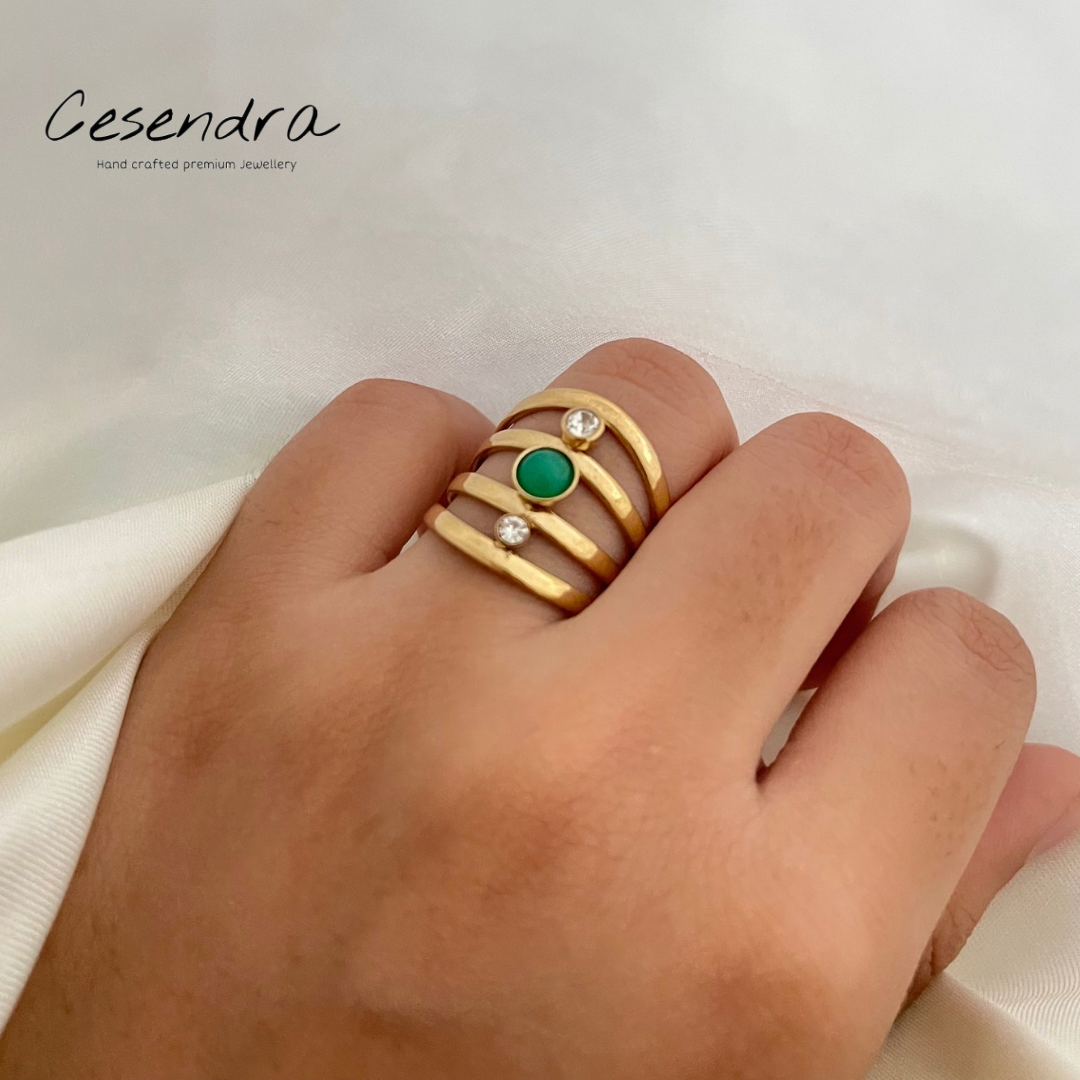 Retro Emerald Ring (Adjustable) - 18K