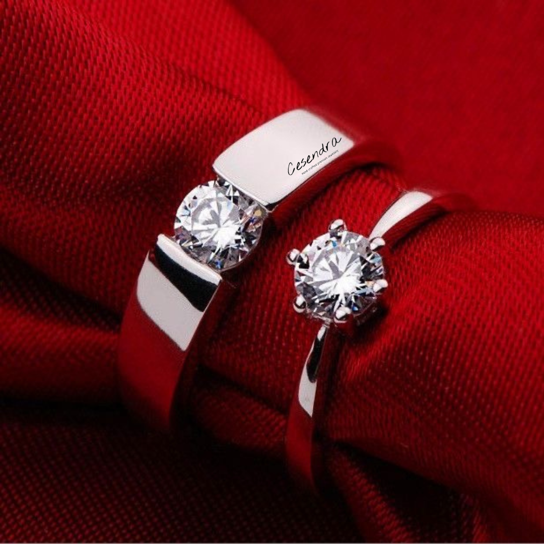 Diamond Couple Rings (adjustable) -18K