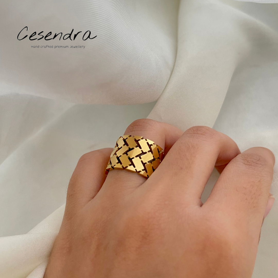 Thick Gold Chunk Ring (Adjustable) - 18K