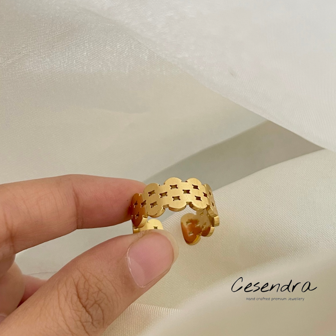 Mini Honeycomb Ring (Adjustable) - 18K