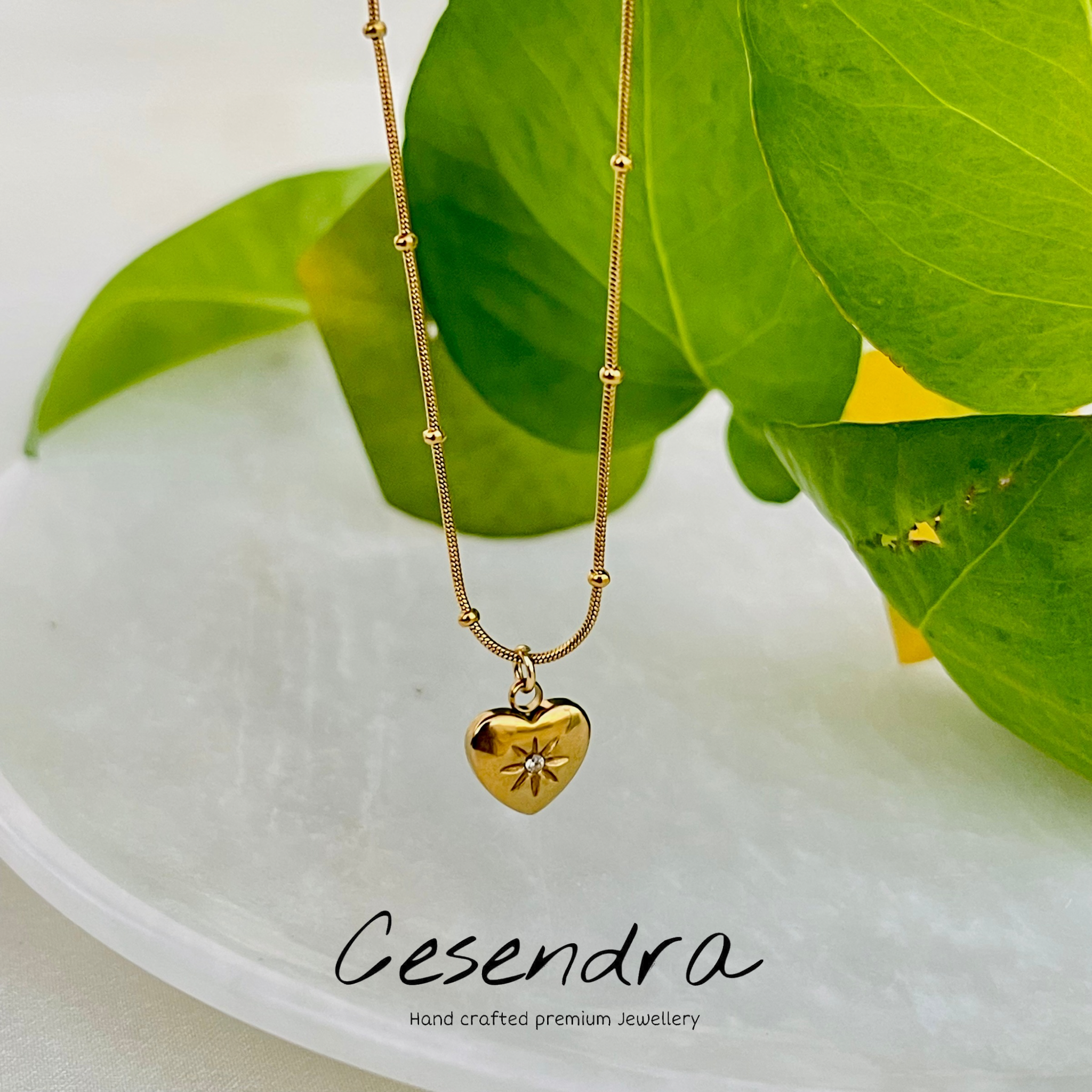 Puffy Diamond Heart Necklace -18K