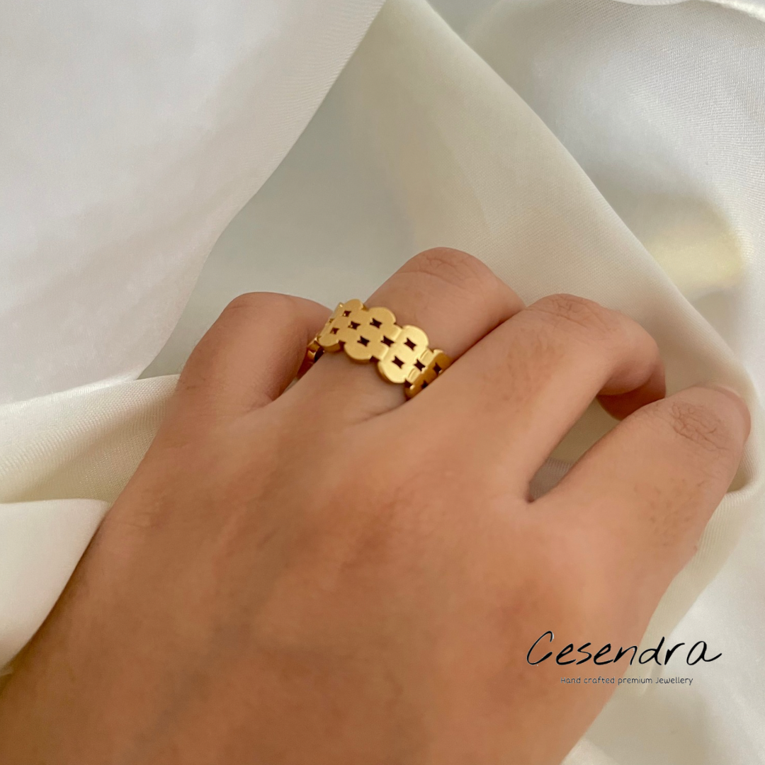 Mini Honeycomb Ring (Adjustable) - 18K