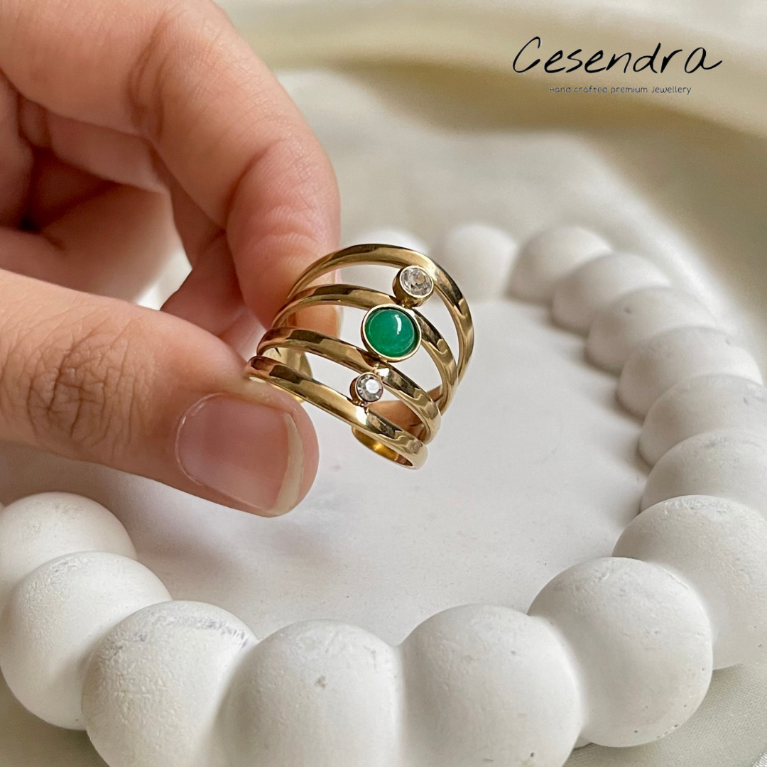 Retro Emerald Ring (Adjustable) - 18K